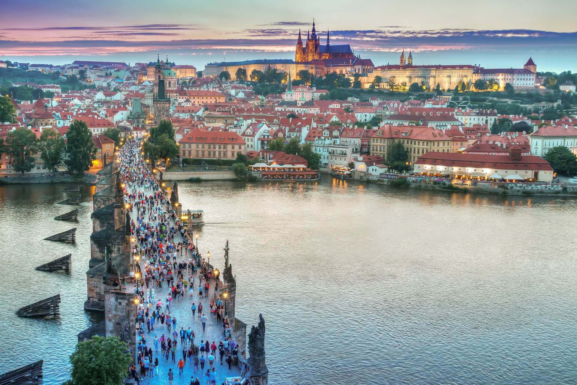 Scenic last minute cityscapes and architecture in Prague vaclav havel airport.