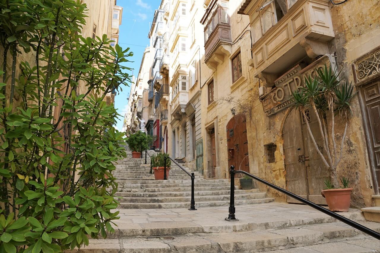 Scenic last minute cityscapes and architecture in Valletta.